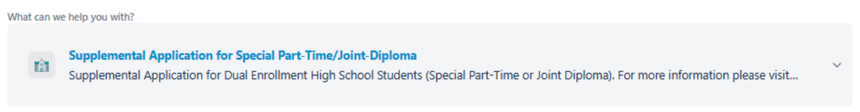 Supplemental Application For Special Part-Time/Joint-Diploma