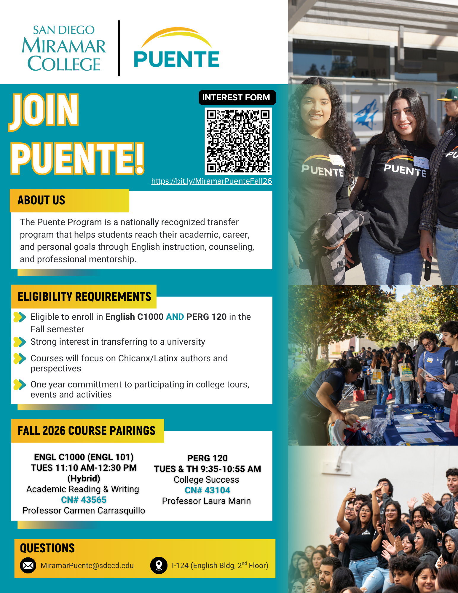 Puente flyer with QR code to interest form