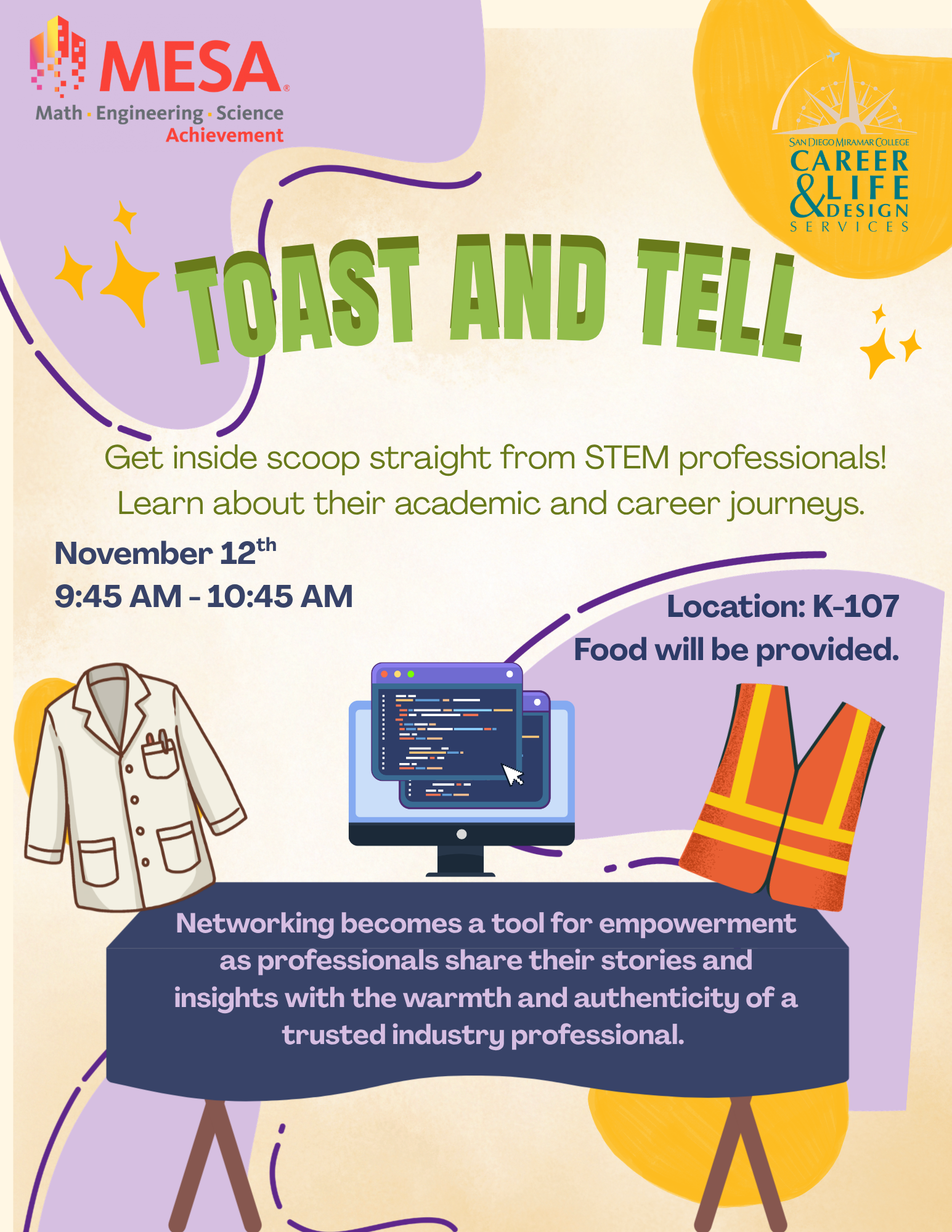 Flyer: Toast and Tell Event