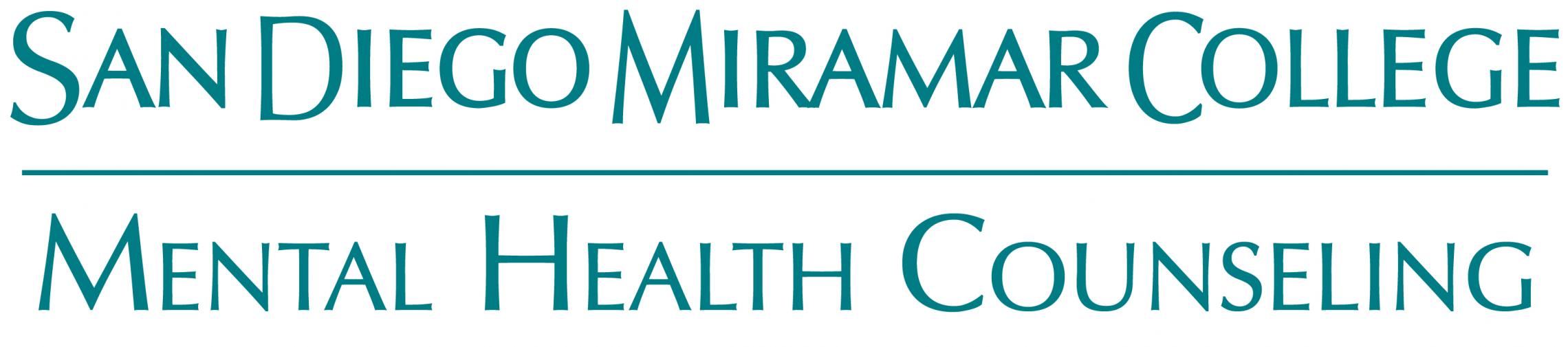 A graphic displaying the following, "San Diego Miramar College Mental Health Counseling."