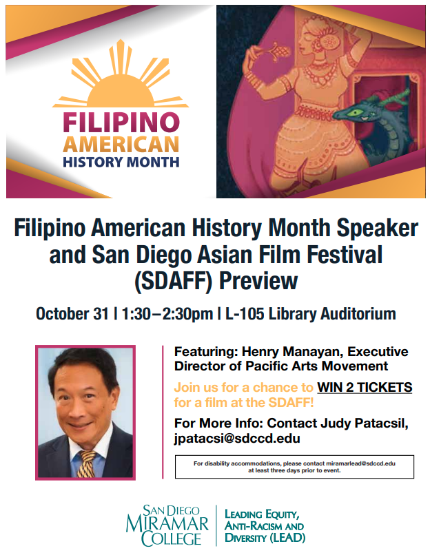 Flyer for Filipino American History Month Speaker