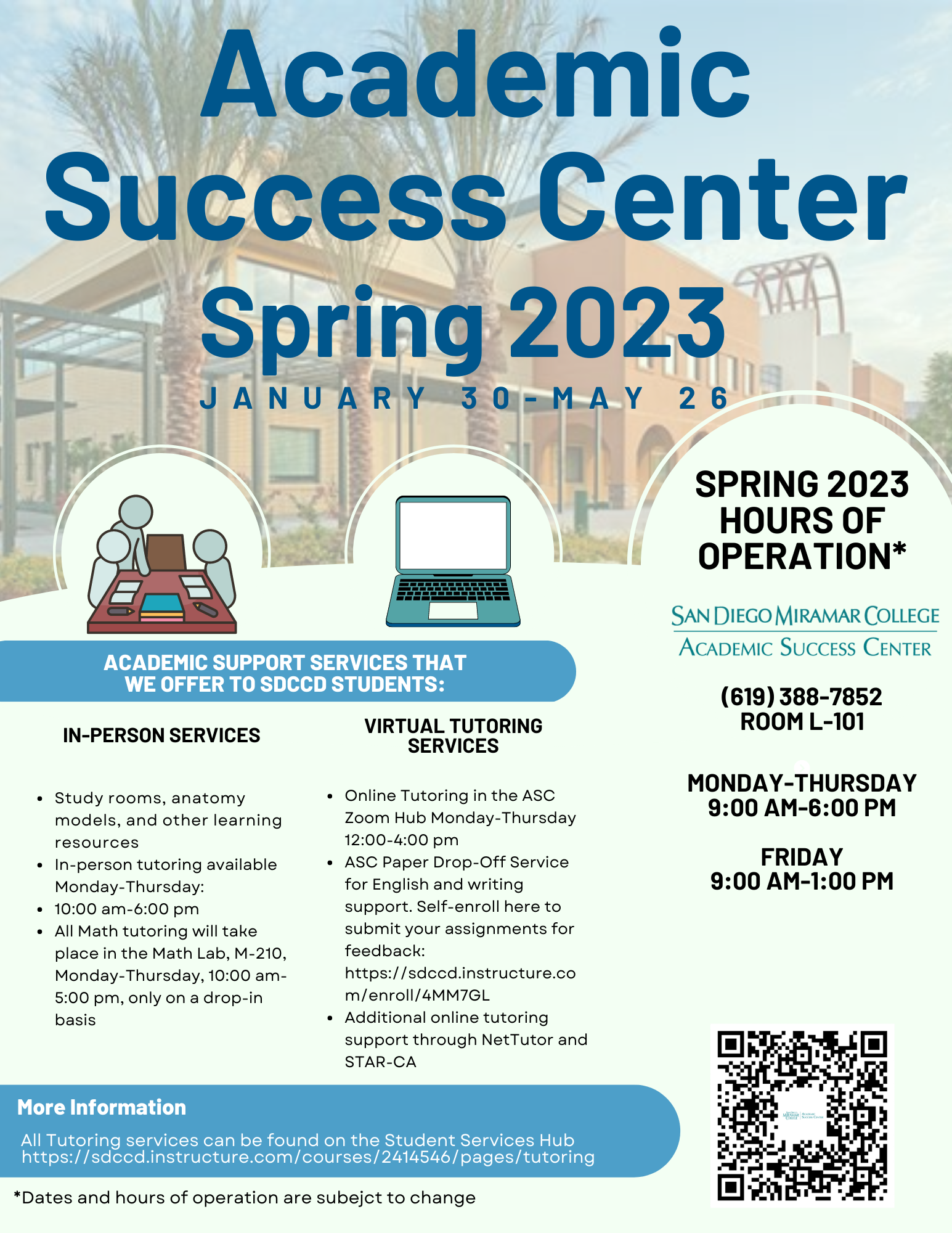 ASC Spring 2023 Hours of Operation
