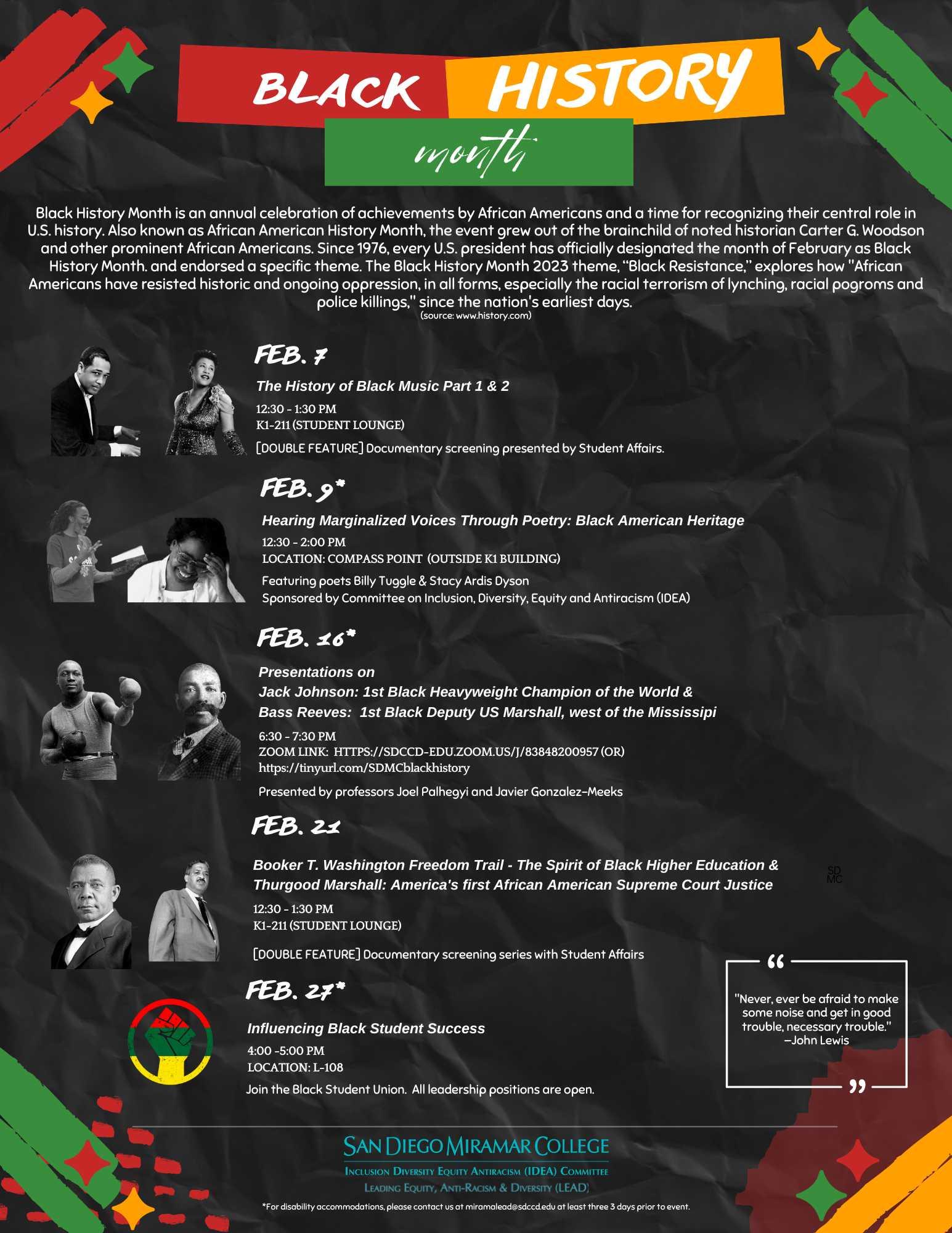 Calendar of Events - Black History Month at Miramar College