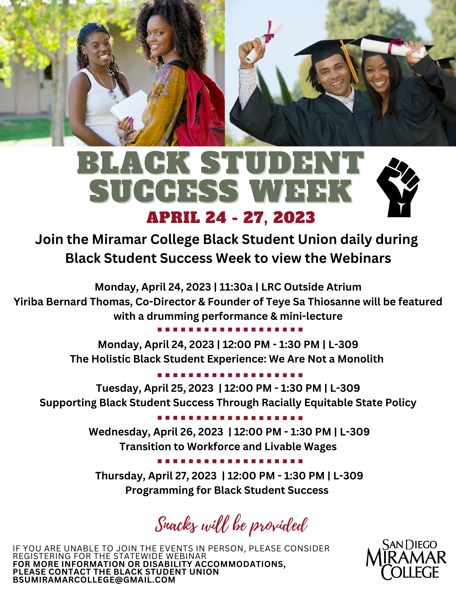 Black Student Success Week Flyer