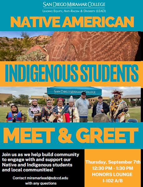 Native American & Indigenous Students Meet & Greet Flyer - September 7, 2023