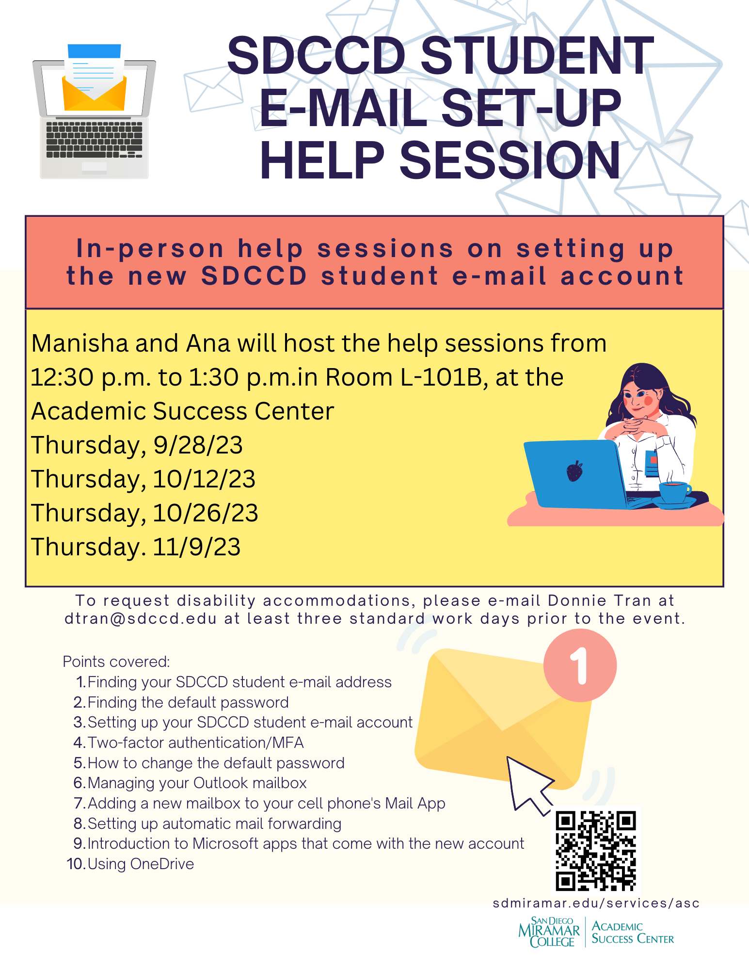 Fall 2023 ASC SDCCD Student E-Mail Set-Up Help Sessions