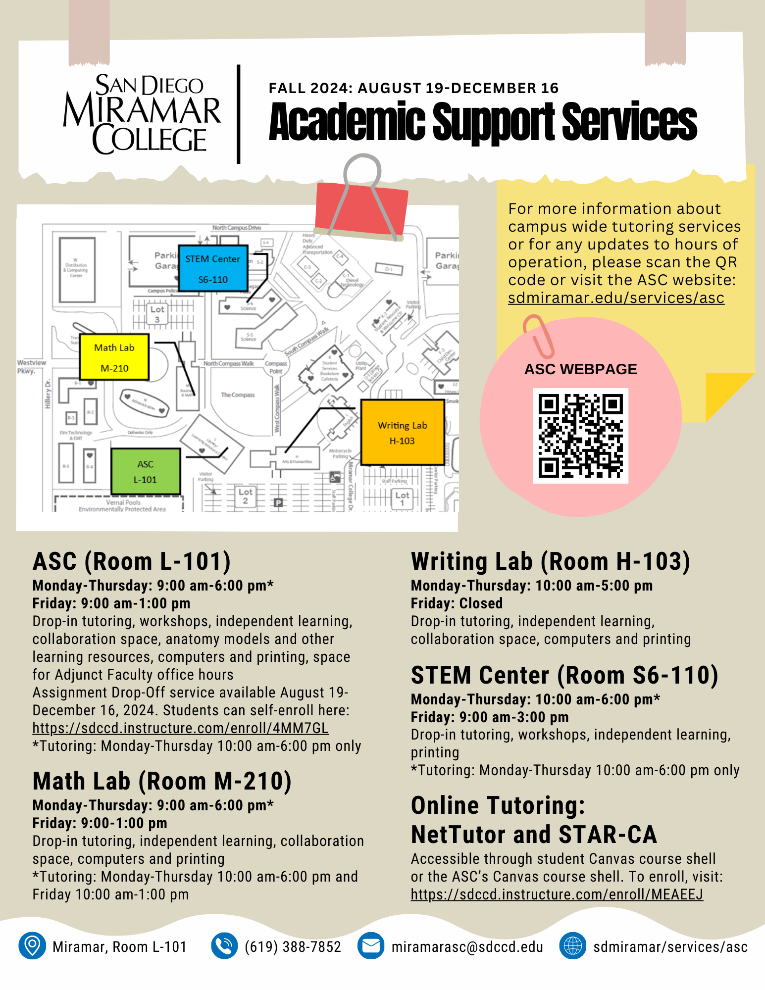 Fall 2024 Miramar Academic Support Services