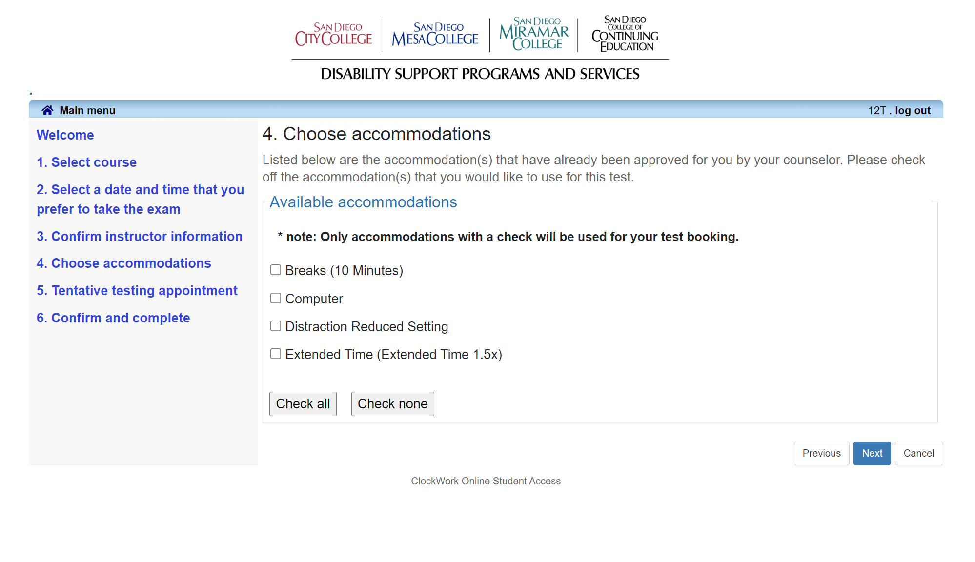 Step 8 Choose Accommodations