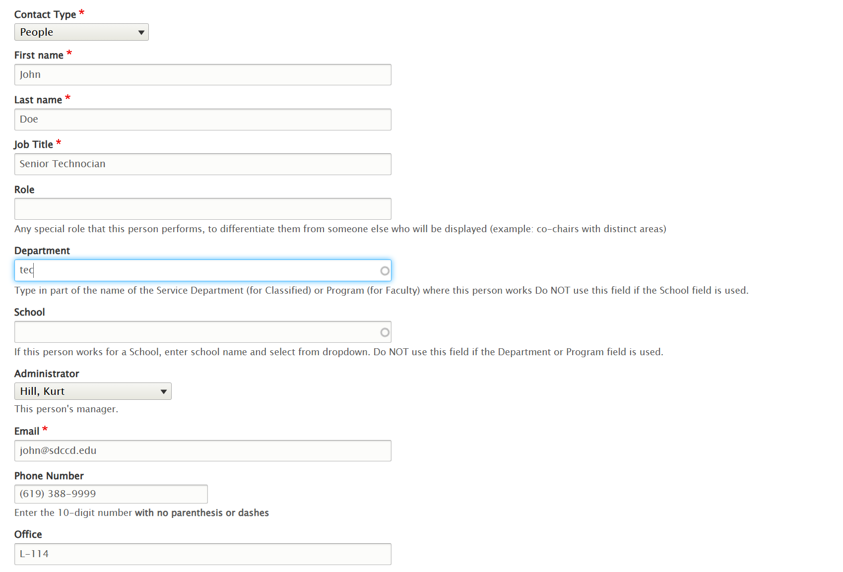 Creating a Directory Contact
