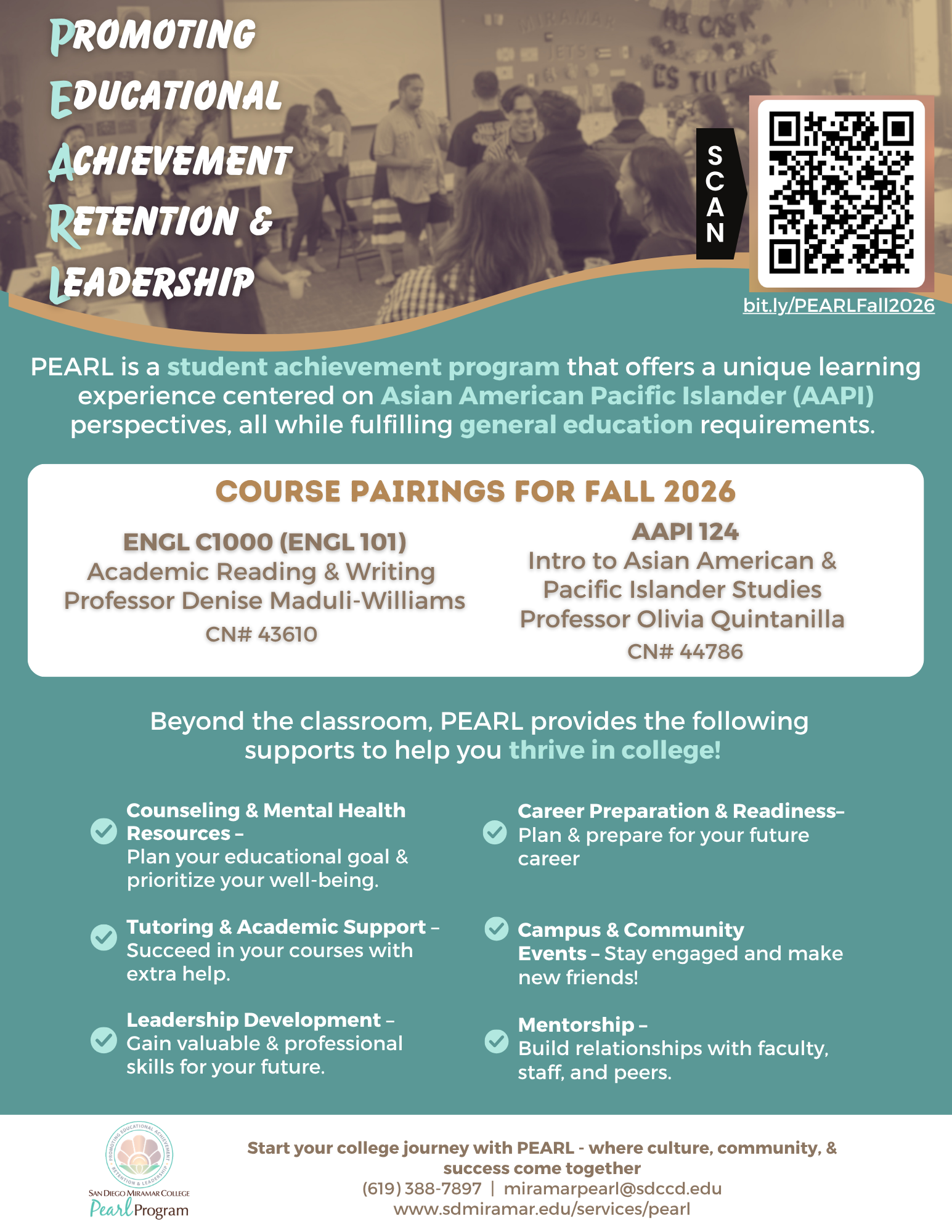 PEARL Course Pairings for Fall 2026 flyer