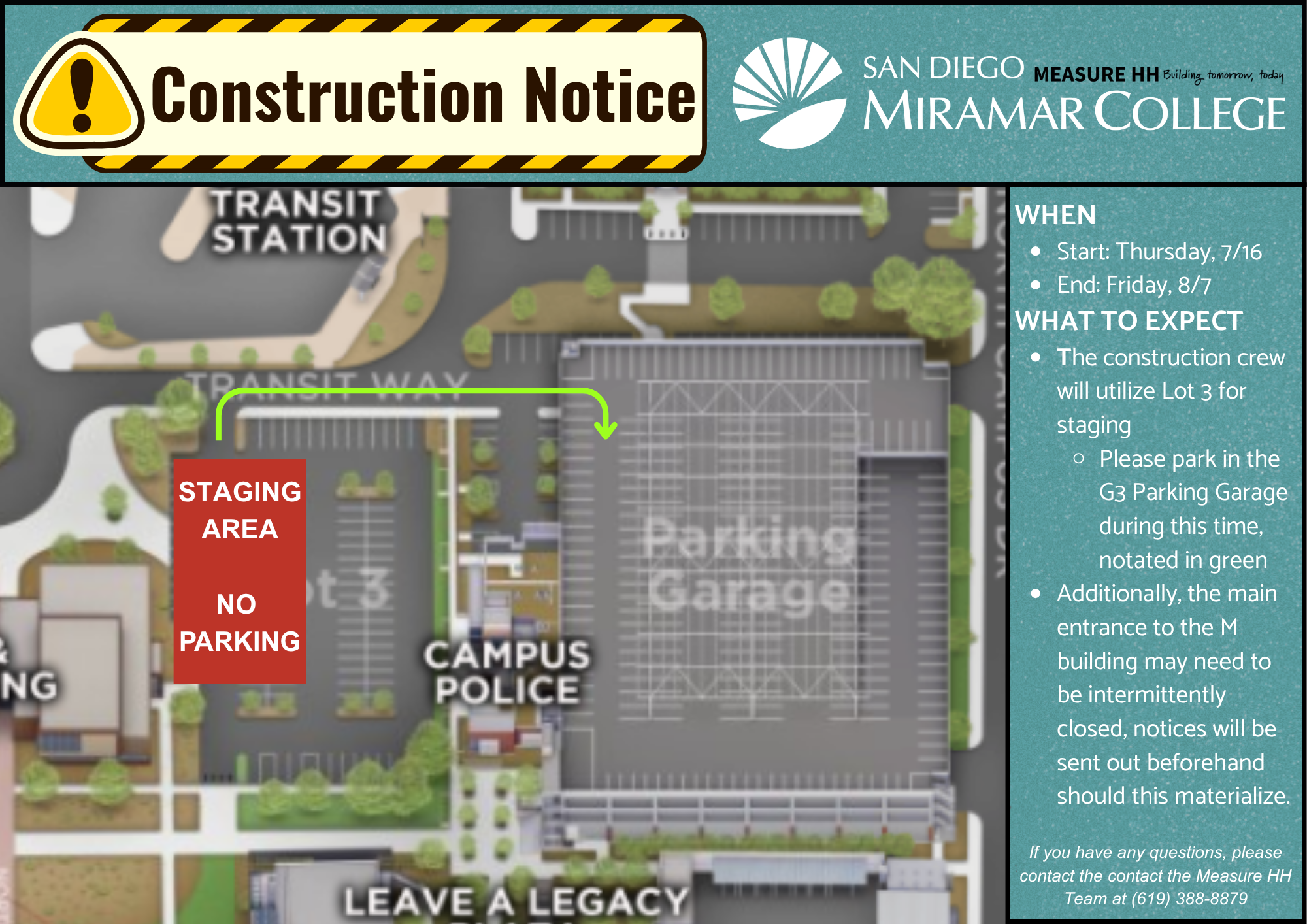 Parking lot three is closed, redirecting traffic to garage 3