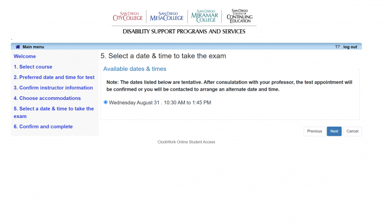 Schedule tests online step 10