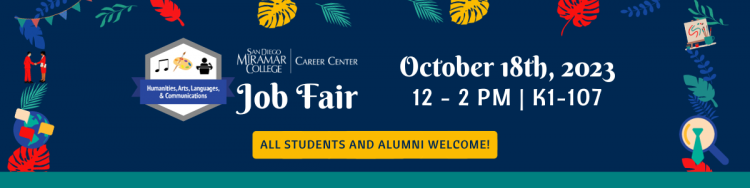 ACP (HALC) Humanities, Arts, Languages, Communications Job Fair on October 18, 2023 from 12-2PM in K1-107