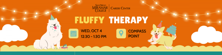 Fluffy Therapy Hosted by Career Center on Wednesday, October 4, 2023 from 12:30 - 1:30PM at Compass Point