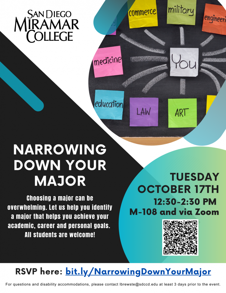 Narrowing Down Your Major | San Diego Miramar College