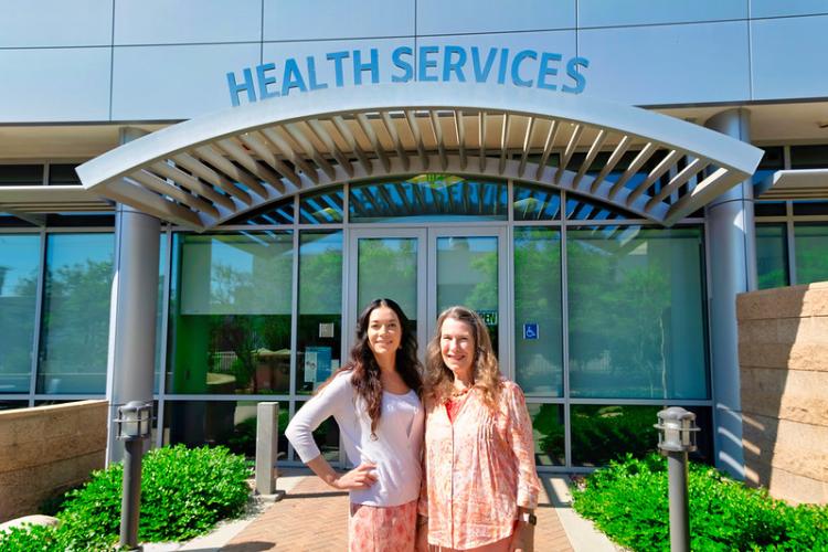 Mental Health Counselors in front of Health Services Building