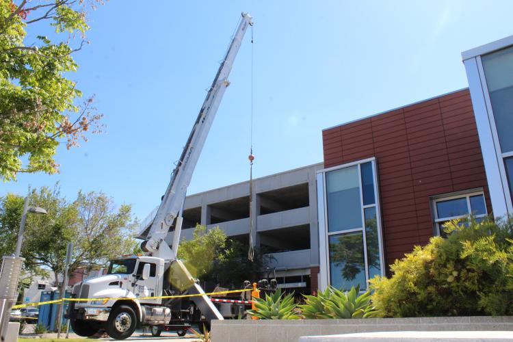Crane in front of T1 building 