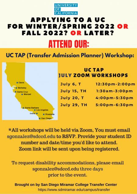Transfer Workshops Events San Diego Miramar College