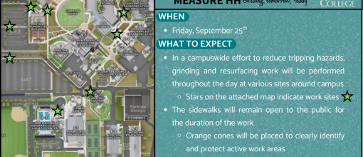 map showcasing various worksites throughout campus